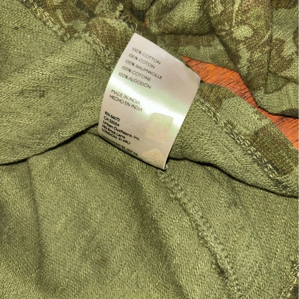 Pilcro Anthropologie Green Floral Puff Sleeve Top Women’s Camo Button-up Blouse - Picture 8 of 11